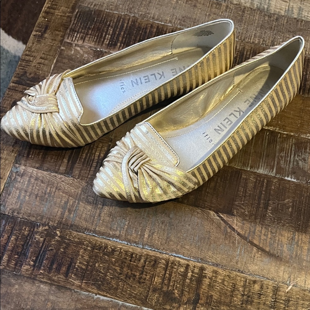 Anne Klein Metallic Striped Flats - Picture 3 of 6